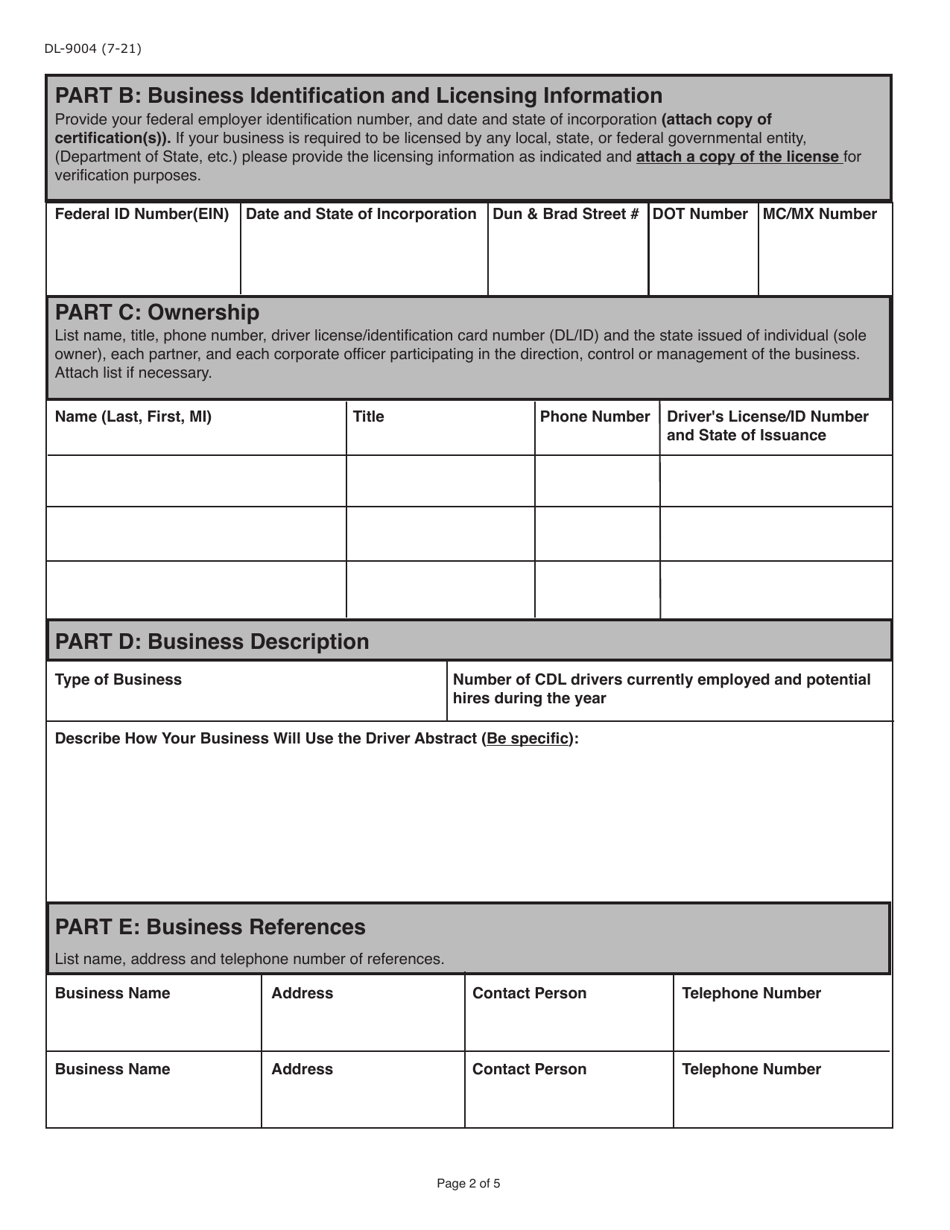 Form DL-9004 Internet User Application / Licensing Agreement for Employers of Commercial Drivers - Pennsylvania, Page 2