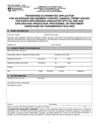 Form 8000-PM-OOGM0009 Transferee/Co-permittee Application for an Erosion and Sediment Control General Permit (Escgp) for Earth Disturbance Associated With Oil and Gas Exploration, Production, Processing, or Treatment Operations or Transmission Facilities - Pennsylvania