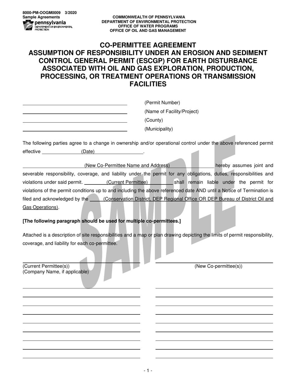 Form 8000-PM-OOGM0009 Transferee / Co-permittee Application for an Erosion and Sediment Control General Permit (Escgp) for Earth Disturbance Associated With Oil and Gas Exploration, Production, Processing, or Treatment Operations or Transmission Facilities - Pennsylvania, Page 5