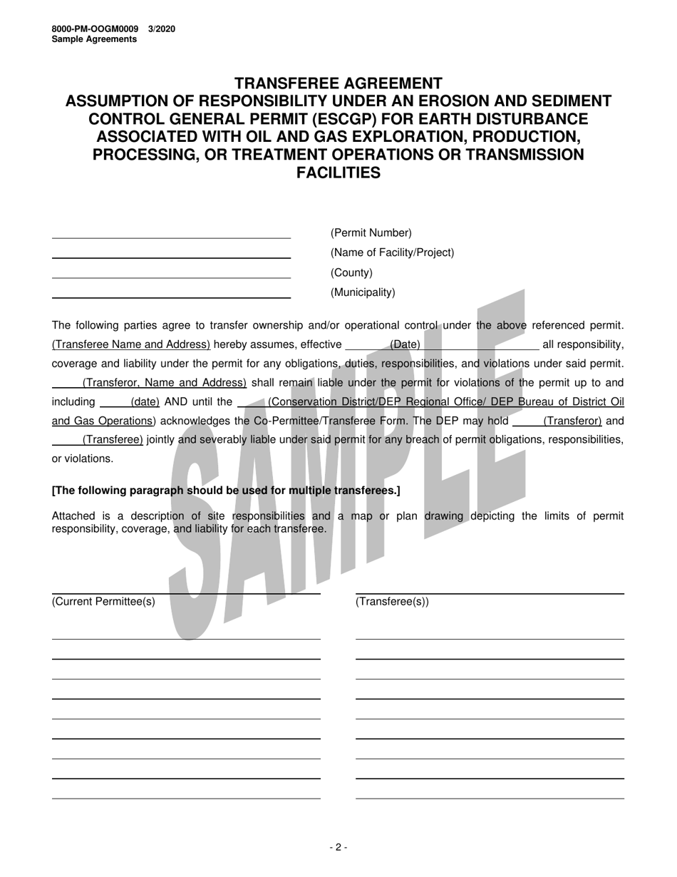 Form 8000-PM-OOGM0009 Transferee / Co-permittee Application for an Erosion and Sediment Control General Permit (Escgp) for Earth Disturbance Associated With Oil and Gas Exploration, Production, Processing, or Treatment Operations or Transmission Facilities - Pennsylvania, Page 6
