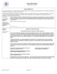 Application for Registration for Dental Diagnostic X-Ray Equipment Facility - Rhode Island, Page 5