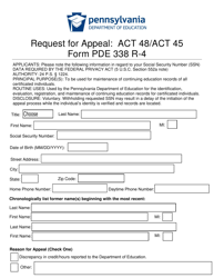 Form PDE338 R-4 Request for Appeal: Act 48/Act 45 - Pennsylvania, Page 2