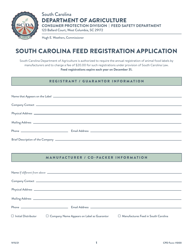 CPD Form 1000 South Carolina Feed Registration Application - South Carolina