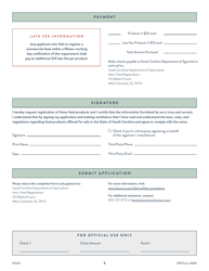 CPD Form 1000 South Carolina Feed Registration Application - South Carolina, Page 3
