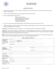 Application for Registration for Veterinary Diagnostic X-Ray Equipment Facility - Rhode Island, Page 2