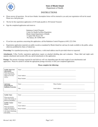 Application for Registration for Industrial Radiation Machine (Category B) X-Ray Equipment Facility - Rhode Island, Page 2