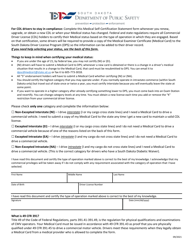 Medical Self-certification Statement - South Dakota