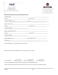 Manufactured Home Dispute Resolution/Complaint Form - South Dakota