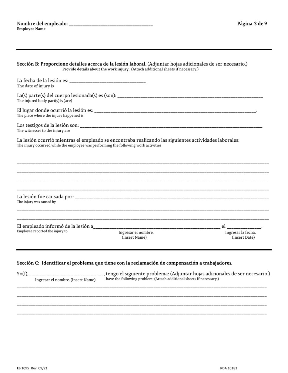 Form LB1095 Petition for Benefit Determination - Tennessee (English / Spanish), Page 3