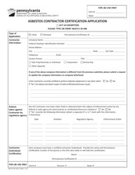 Document preview: Form LIBI-613 Asbestos Contractor Certification Application - Pennsylvania