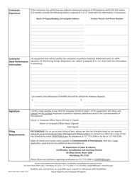 Form LIBI-613 Asbestos Contractor Certification Application - Pennsylvania, Page 2