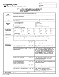 Form UCC-3 &quot;Application for Ucc Building Permit&quot; - Pennsylvania