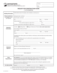 Form UCC-26 &quot;Request for Construction Plans&quot; - Pennsylvania