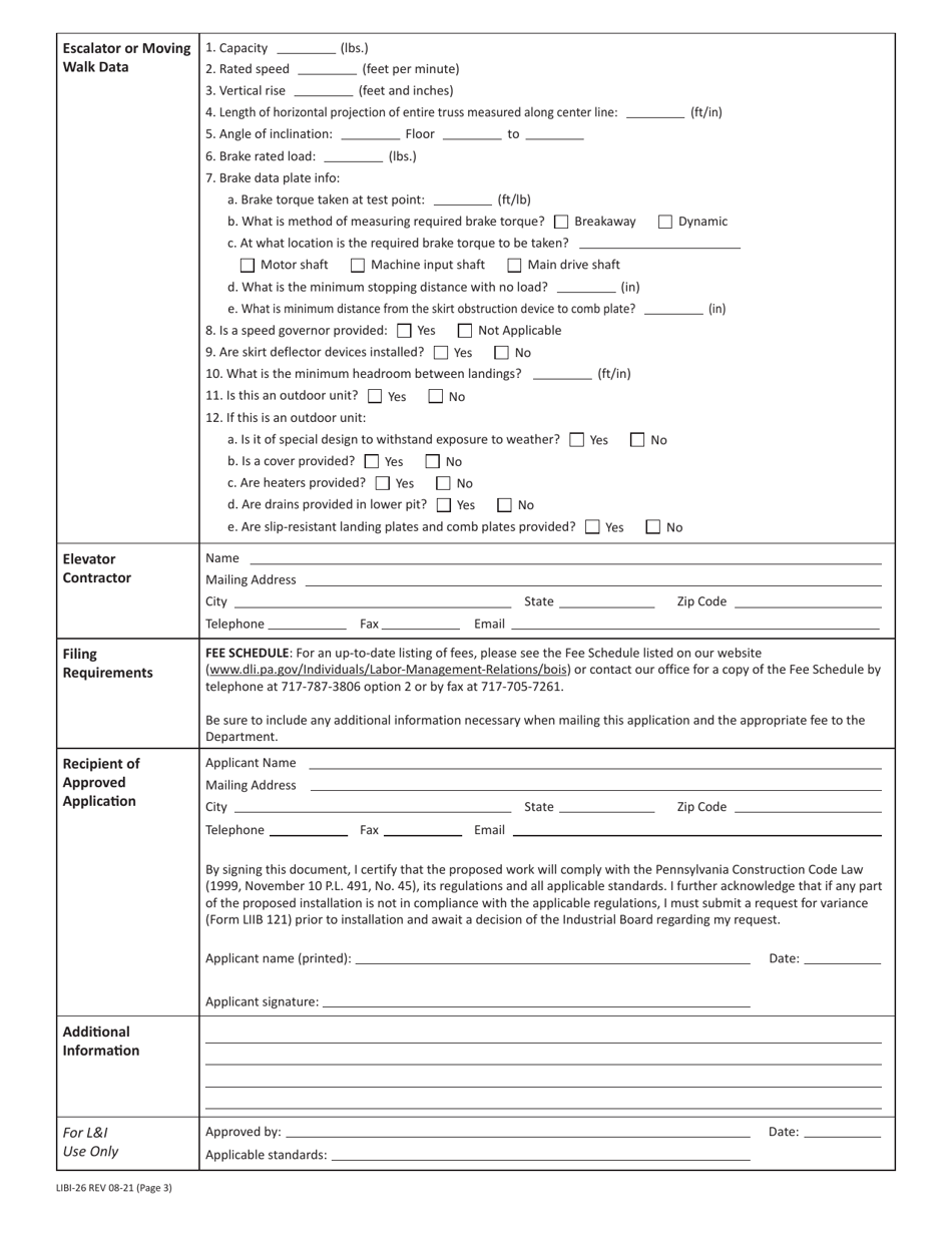 Form LIBI-26 Application for Construction and Alteration Permit - Pennsylvania, Page 3
