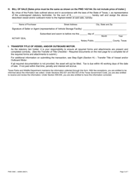 Form PWD309C Affidavit of Statutory Lien Foreclosure Sale by Licensed Vehicle Storage Facility - Texas, Page 3