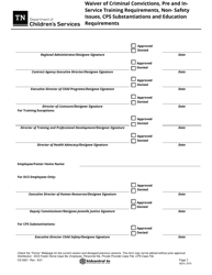 Form CS-0921 Waiver of Criminal Convictions, Pre and In-Service Training Requirements, Non-safety Issues, Cps Substantiations and Education Requirements - Tennessee, Page 2