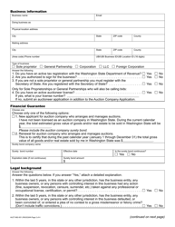 Form AUCT-682-001 Auction Company Registration Application - Washington, Page 2