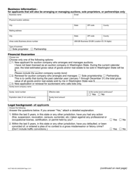 Form AUCT-682-003 Auctioneer Registration Application - Washington, Page 2