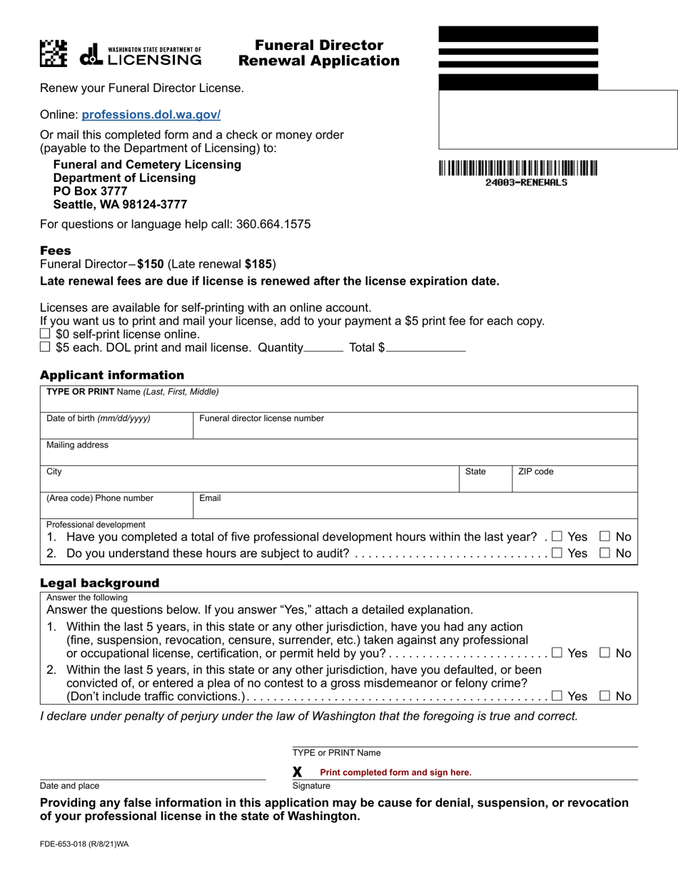 Form FDE-653-018 - Fill Out, Sign Online and Download Fillable PDF ...