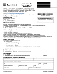 Form HI-625-001 Home Inspector Course Approval Application - Washington