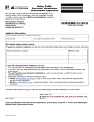 Document preview: Form NP-659-005 Notary Public Electronic Notarization Endorsement Application - Washington