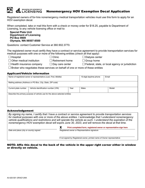 Form AI-420-501  Printable Pdf