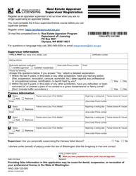 Form APR-622-172 &quot;Real Estate Appraiser Supervisor Registration&quot; - Washington