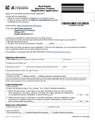 Form APR-622-171 &quot;Real Estate Appraiser Trainee Registration Application&quot; - Washington