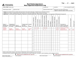 Form APR-622-187 Real Estate Appraisers Mass Appraisal Experience Log - Washington, Page 2