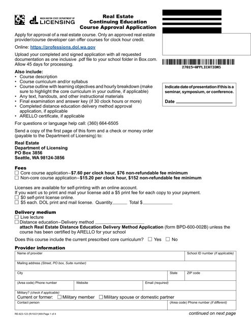 Form RE-623-123  Printable Pdf