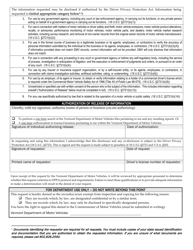 Form VG-116 Vermont DMV Record Request - Vermont, Page 2