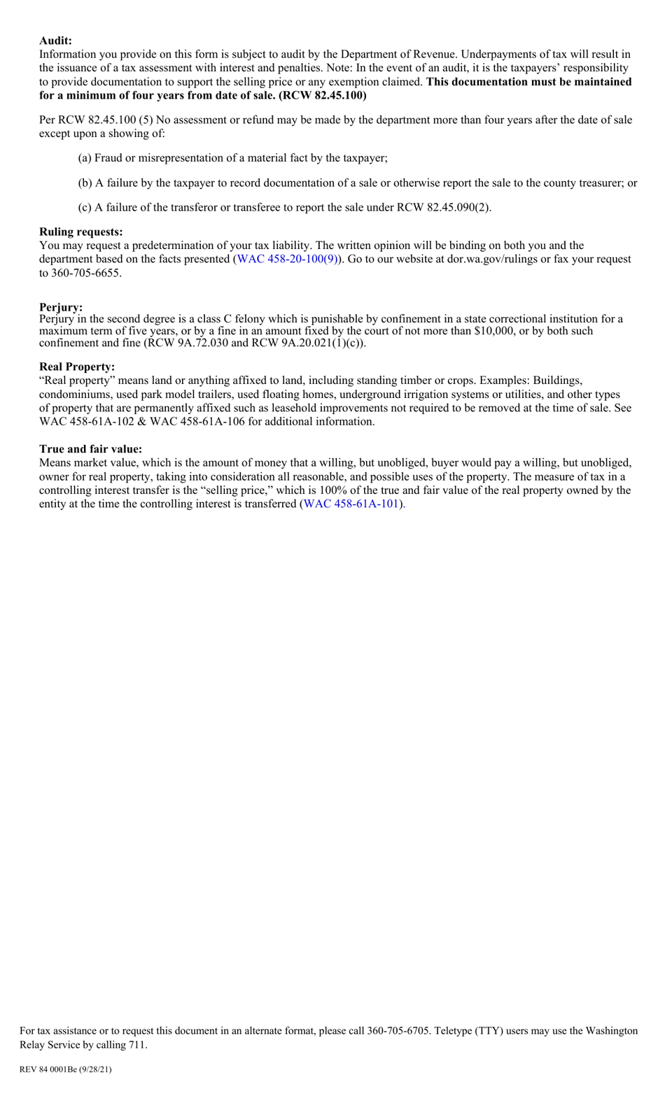 Form REV84 0001BE Download Fillable PDF or Fill Online Real Estate Excise Tax Affidavit