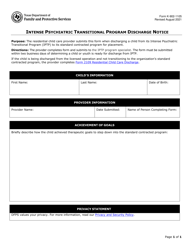Form K-902-1105 Intense Psychiatric Transitional Program Discharge Notice - Texas