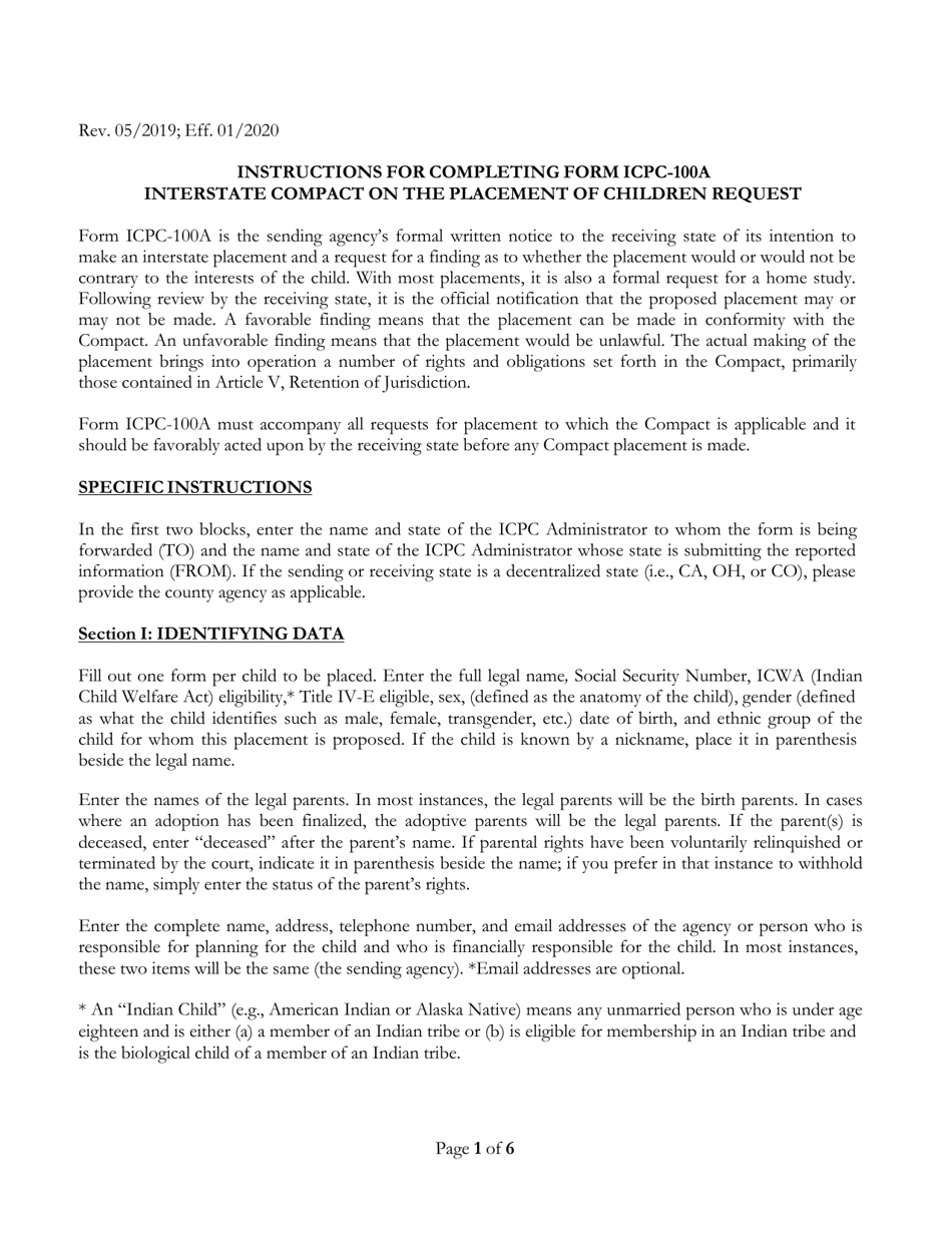 Form ICPC100A Interstate Compact on the Placement of Children Request - South Dakota, Page 2