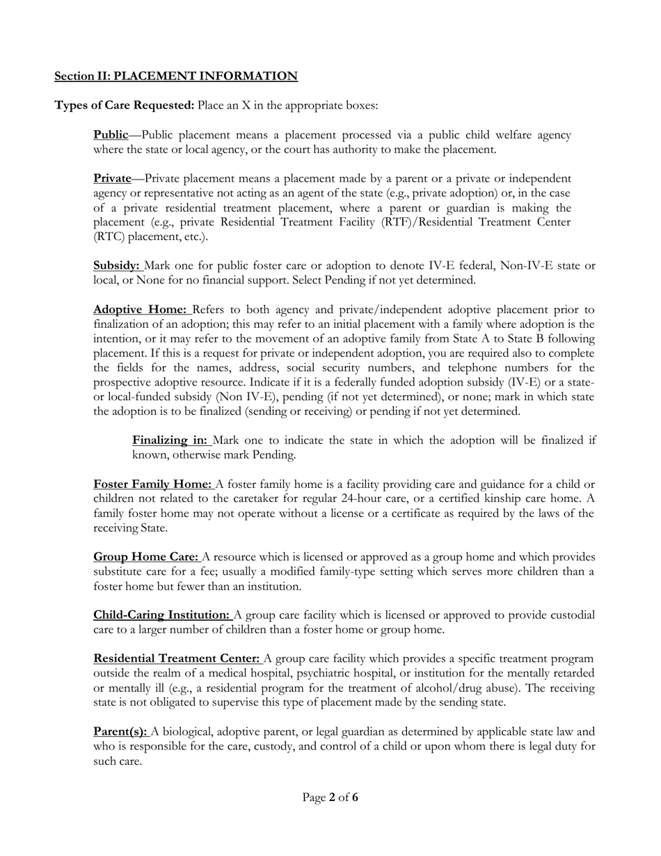 Form ICPC100A Interstate Compact on the Placement of Children Request - South Dakota, Page 3