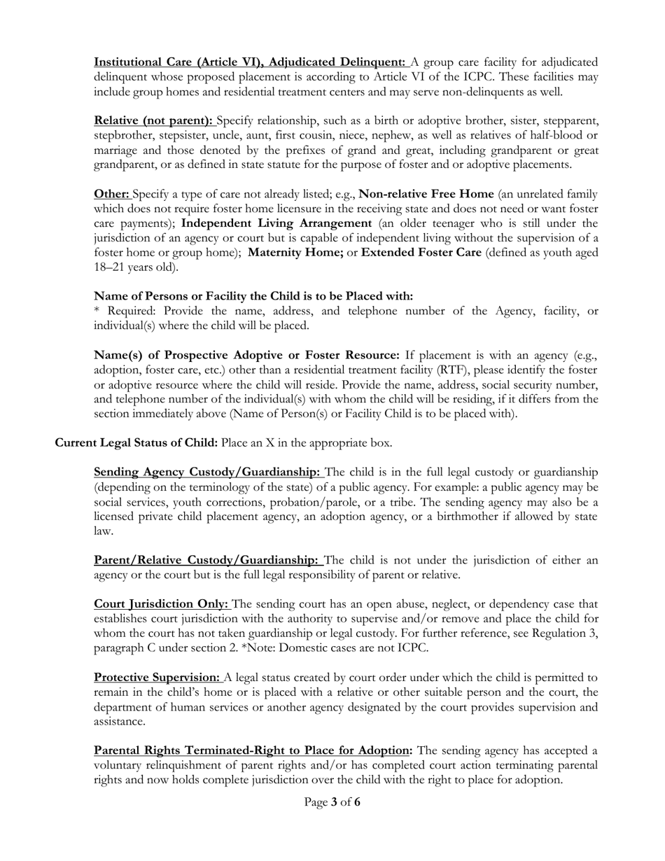 Form ICPC100A Interstate Compact on the Placement of Children Request - South Dakota, Page 4