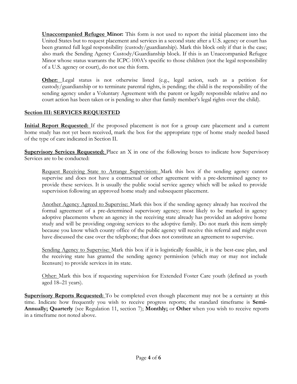 Form ICPC100A Interstate Compact on the Placement of Children Request - South Dakota, Page 5