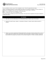 Form P-801-2011 Request for Administrative Review by Child Care Investigations - Texas, Page 2