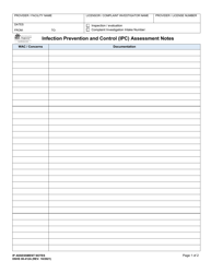 Document preview: DSHS Form 00-412A Infection Prevention and Control (Ipc) Assessment Notes - Washington