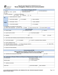 DSHS Form 01-212 Nurse Delegation Referral and Communication - Washington