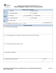 DSHS Form 01-212 Nurse Delegation Referral and Communication - Washington, Page 2