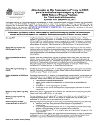 DSHS Form 03-387 &quot;Dshs Notice of Privacy Practices for Client Medical Information&quot; - Washington (Tagalog)