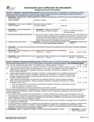 DSHS Formulario 09-653 &quot;Autorizacion Para Verificacion De Antecedents&quot; - Washington (Spanish)