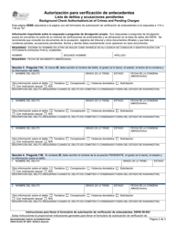 DSHS Formulario 09-653 Autorizacion Para Verificacion De Antecedents - Washington (Spanish), Page 2