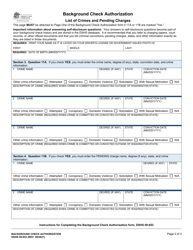 DSHS Form 09-653 Background Check Authorization - Washington, Page 2