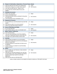 DSHS Form 10-365 Attachment G &quot;Assisted Living Facility Resident Interview&quot; - Washington, Page 2