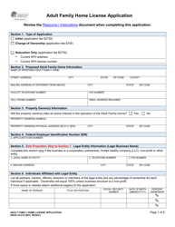 DSHS Form 10-410 &quot;Adult Family Home License Application&quot; - Washington