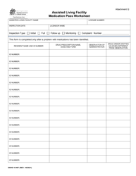 DSHS Form 10-487 Attachment Q Assisted Living Facility Medication Pass Worksheet - Washington