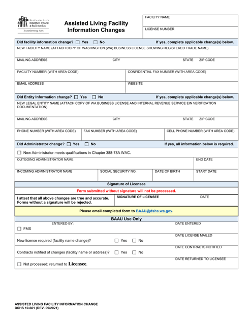 DSHS Form 10-601  Printable Pdf