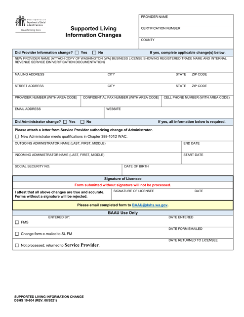 DSHS Form 10-604  Printable Pdf